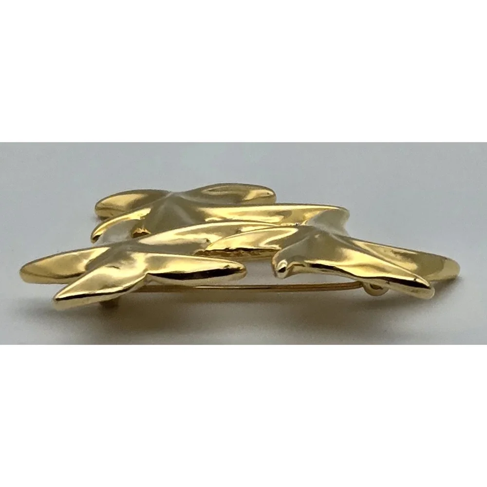 Gold Tone Starfish Brooch‎ Vintage Coastal Chic Ocean Beach Sea Life Pin